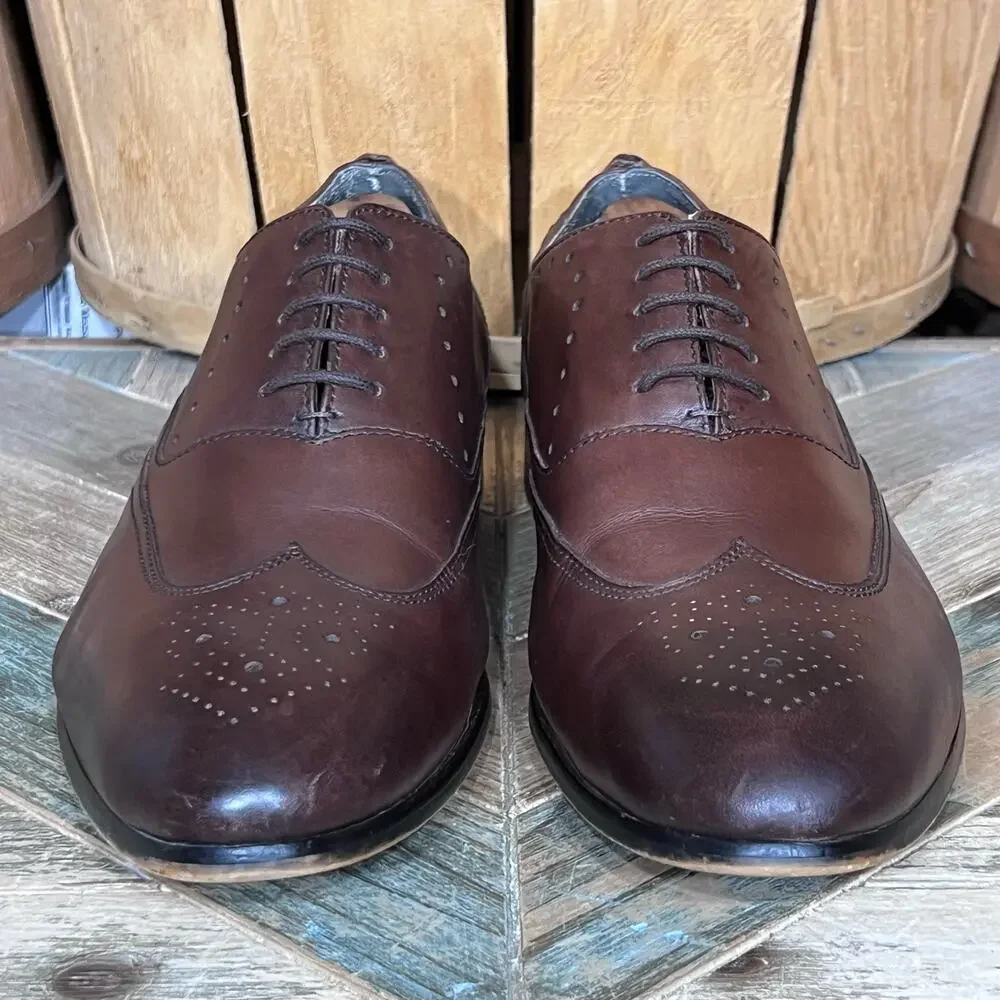 Ted Baker Yarrd 2 Wingtips Brown Leather Derby Oxfords Shoes Mens Size 11